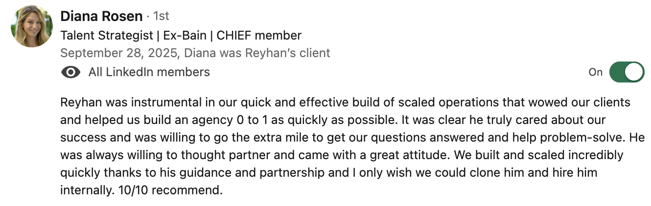 LinkedIn testimonial 3