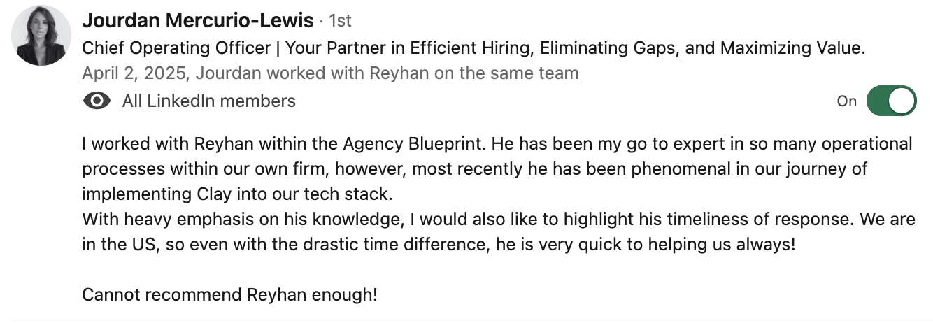 LinkedIn testimonial 4