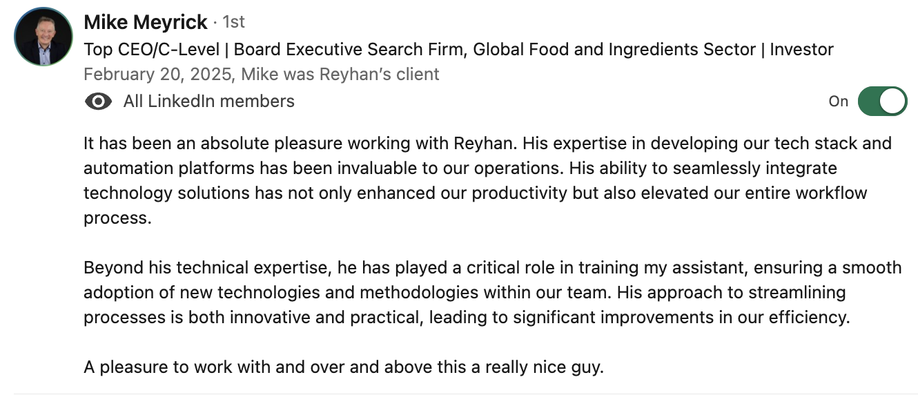 LinkedIn testimonial 6