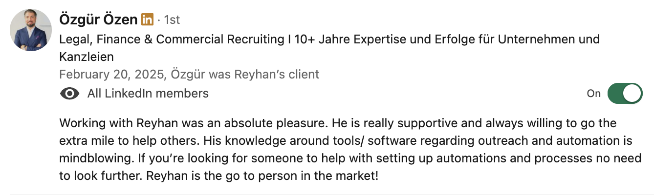 LinkedIn testimonial 5