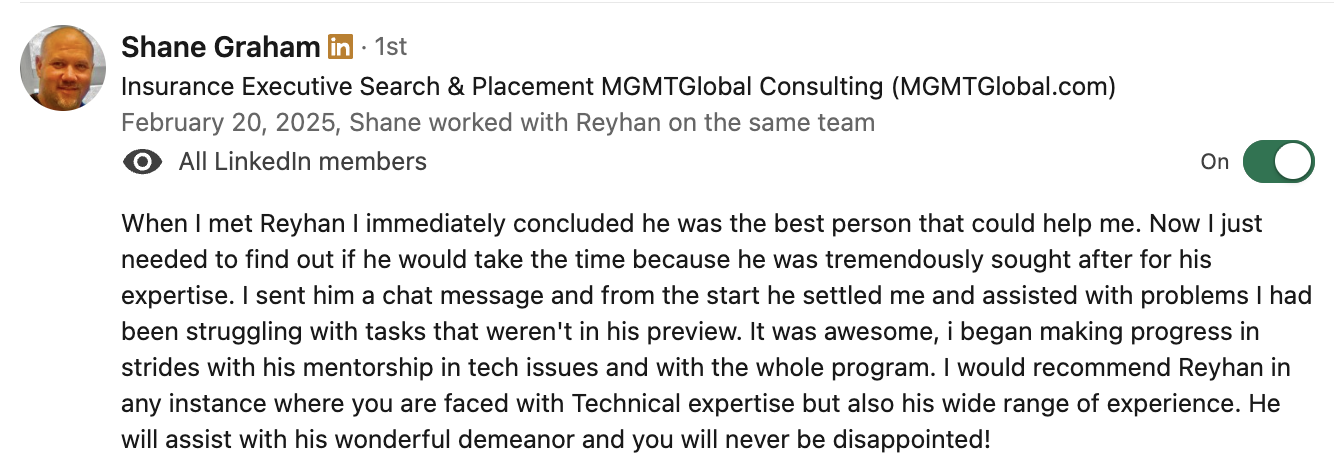 LinkedIn testimonial 7