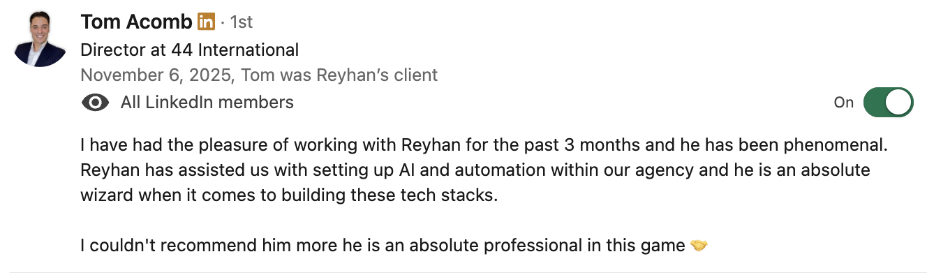 LinkedIn testimonial 2