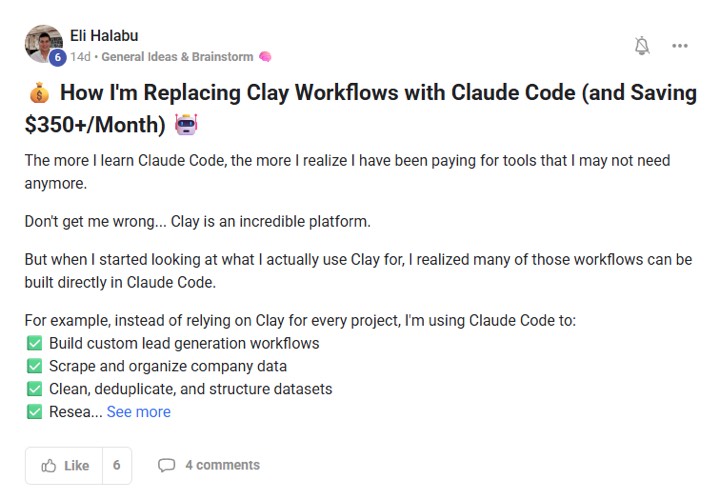 Eli Halabu: replacing Clay workflows with Claude Code