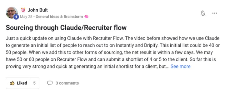 John Bult: sourcing through Claude and RecruiterFlow