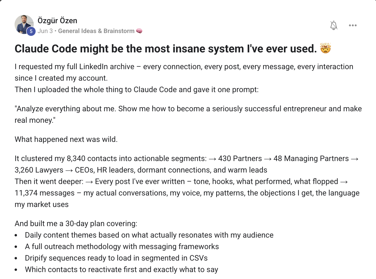 Ozgur Ozen: Claude Code might be the most insane system I have ever used